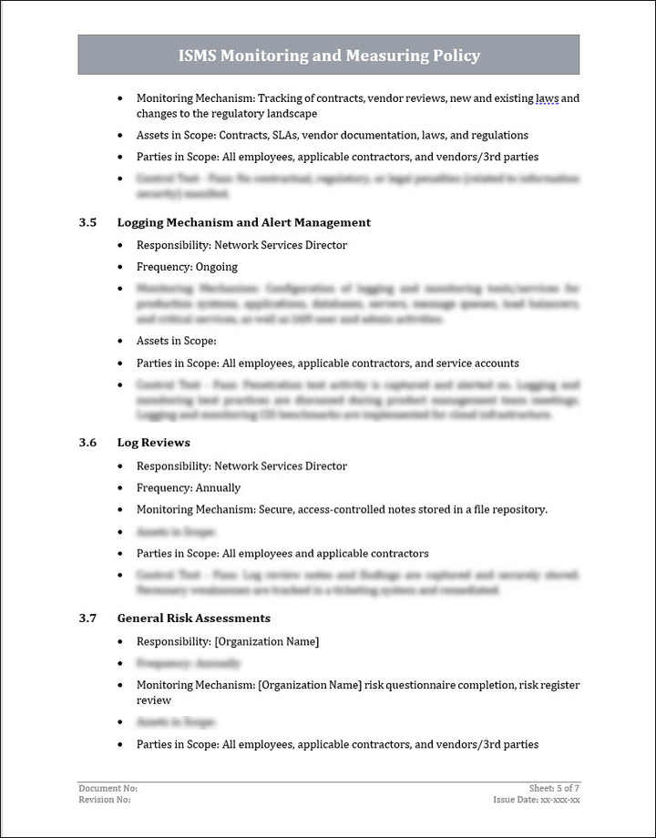  ISO 27001:2022 - Monitoring and Measuring Policy Template