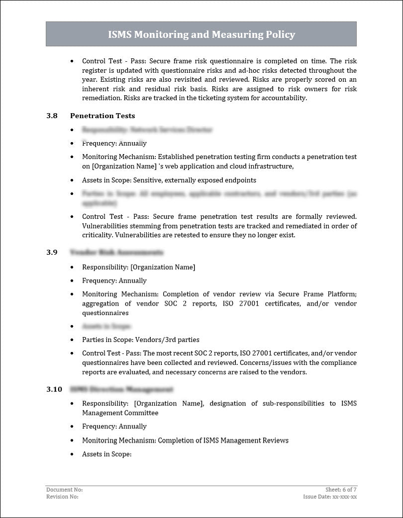  ISO 27001:2022 - Monitoring and Measuring Policy Template