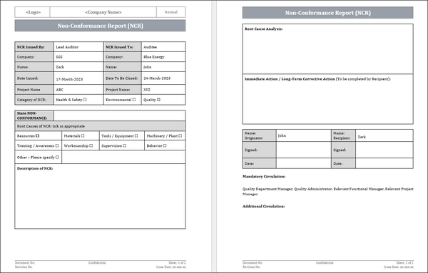 Non-Conformance Report