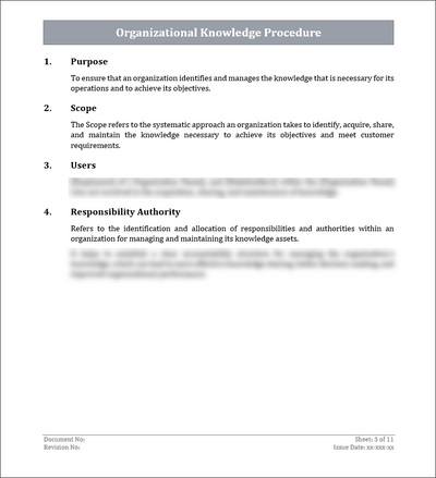 ISO 9001 Organizational Knowledge Procedure Template