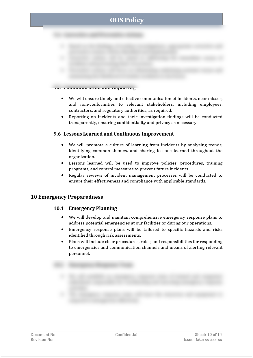 ISO 45001 OH&S Policy Template