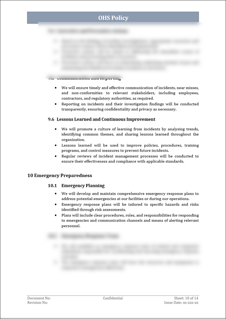 ISO 45001 OH&S Policy Template