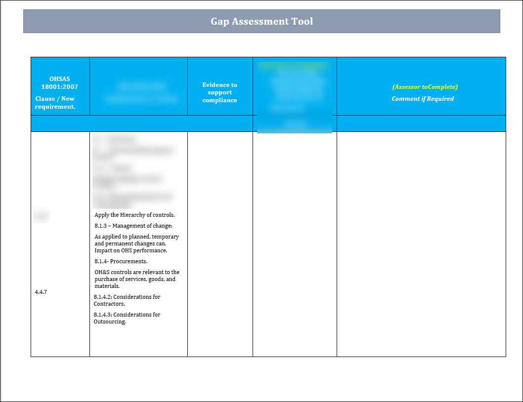 ISO 45001 Gap Assessment Tool Template