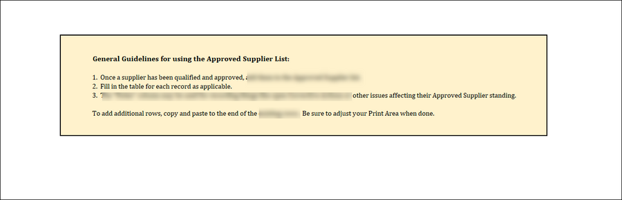 ISO 45001 Approved Supplier List Template