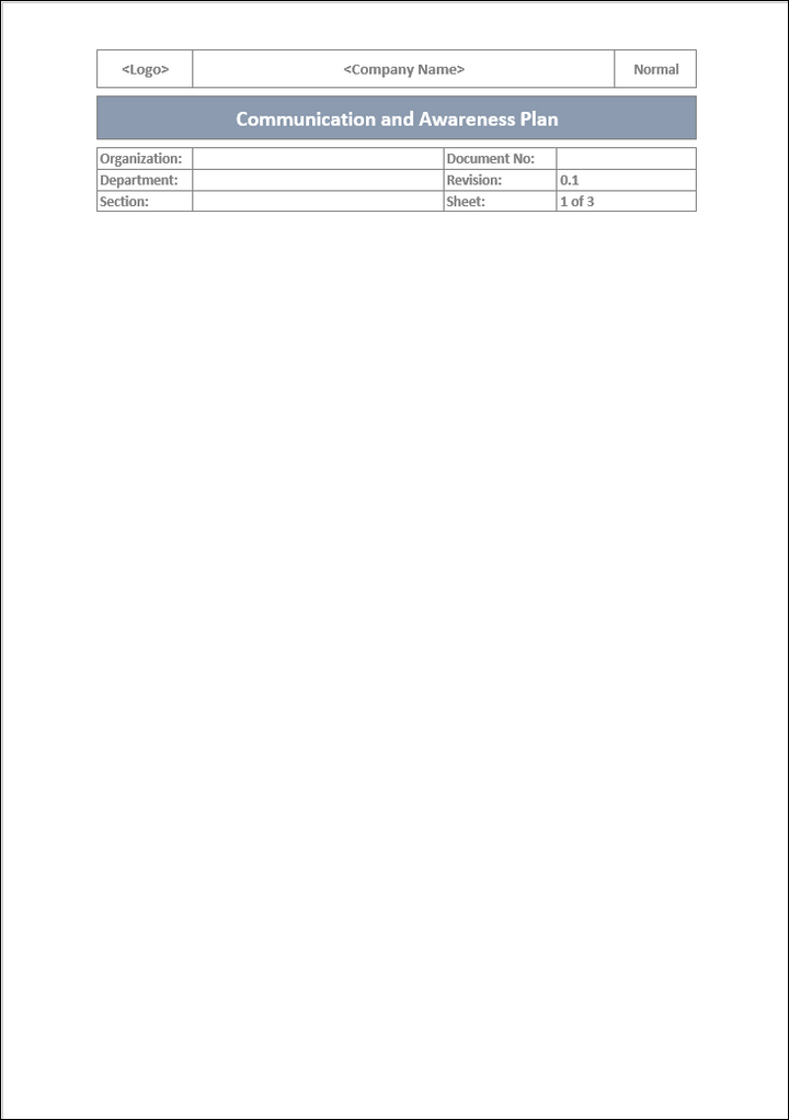 ISO 45001 Communication and Awareness Plan Template