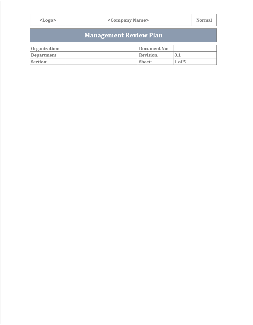 ISO 45001 Management Review Plan Template