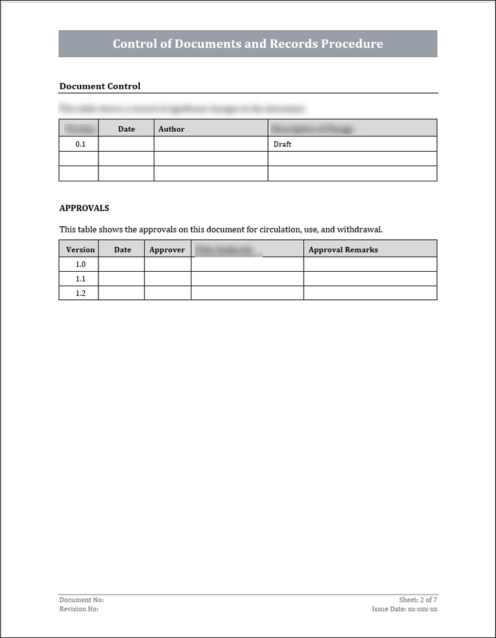 ISO 45001 Control Of Documents and Records Procedure Template