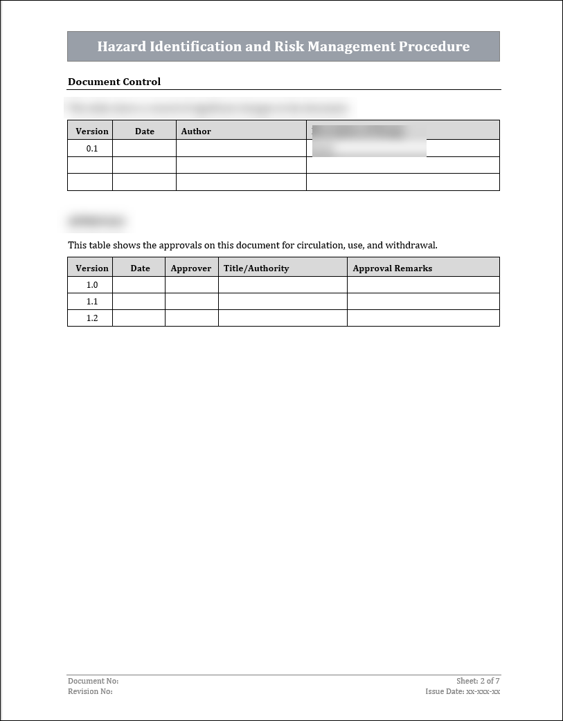 ISO 45001 Hazard Identification and Risk Management Procedure Template