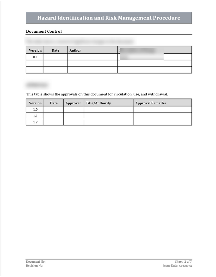 ISO 45001 Hazard Identification and Risk Management Procedure Template