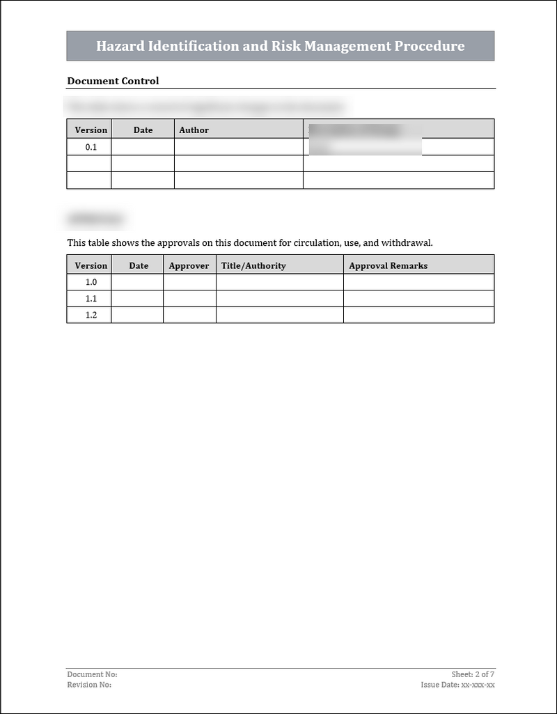 Iso 45001 Simple Risk Assessment Example ISO 45001 Hazard Identification and Risk Management Procedure Template ...
