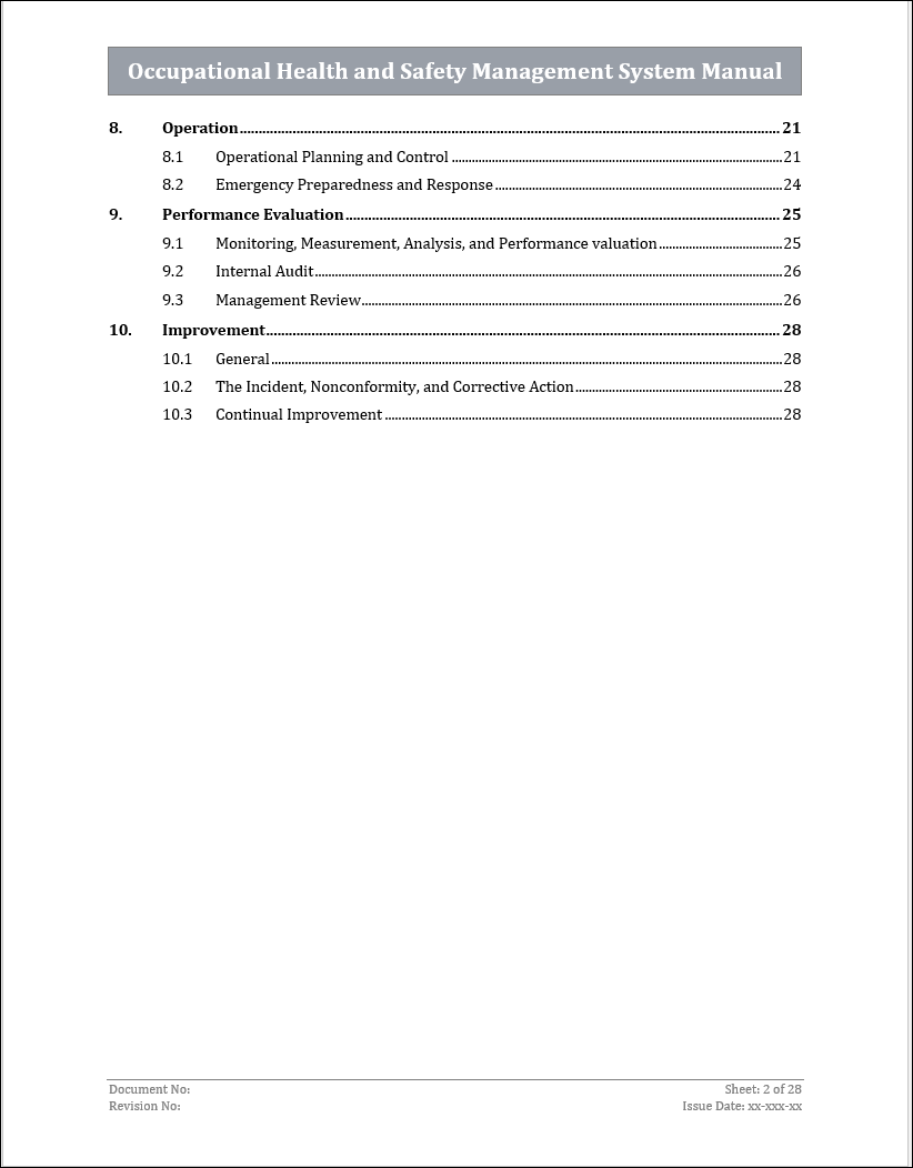 ISO 45001 OHSMS Manual Template