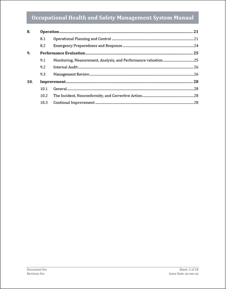 ISO 45001 OHSMS Manual Template