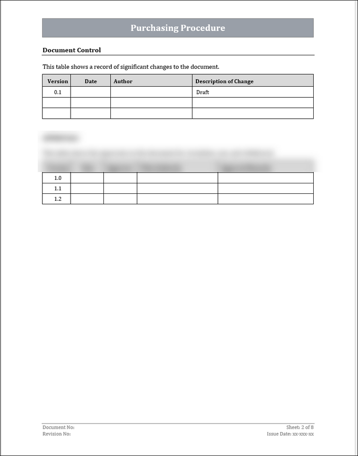 ISO 45001 Purchasing Procedure Template