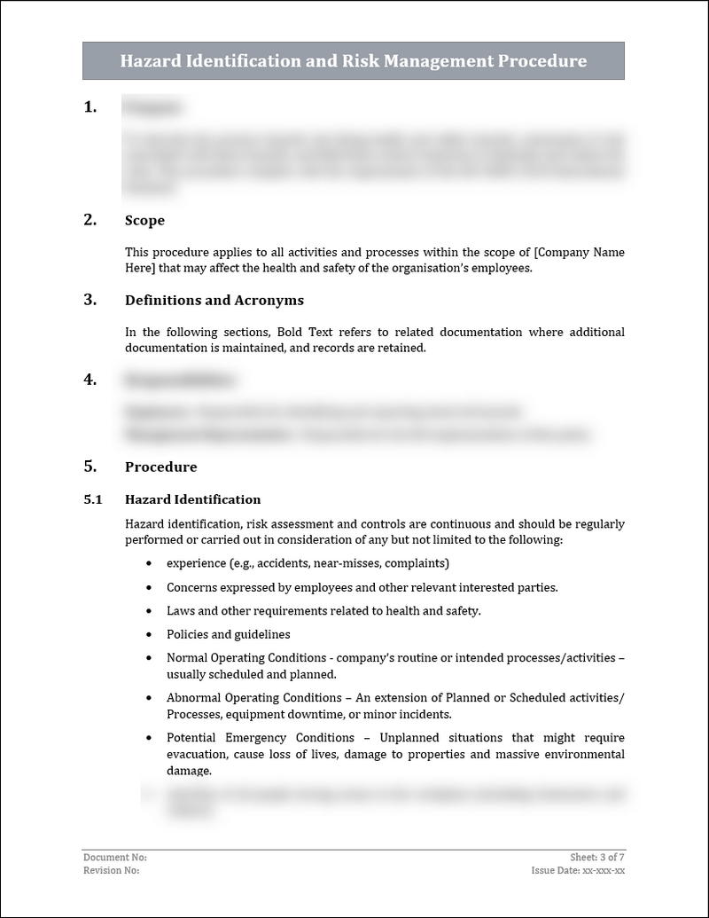 Iso 45001 Simple Risk Assessment Example ISO 45001 Hazard Identification and Risk Management Procedure Template ...