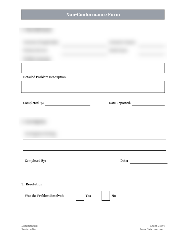 ISO 45001 Non-Conformance Form Template