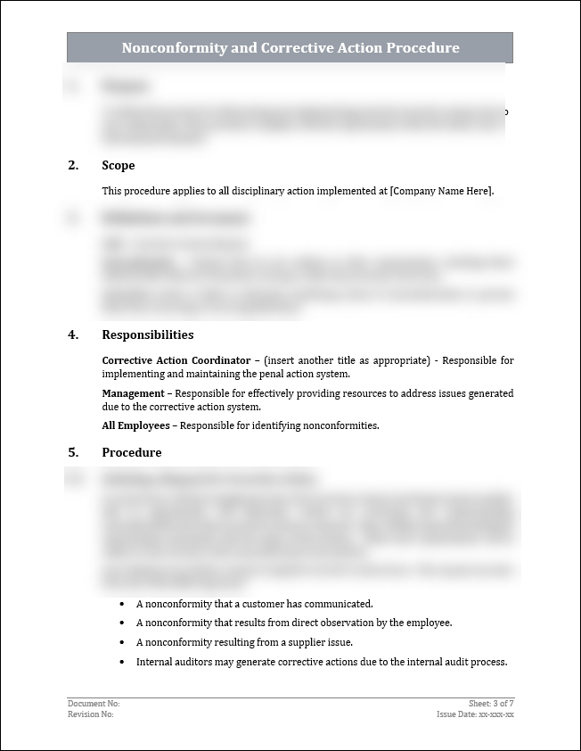 ISO 45001 Nonconformity and Corrective Action Procedure Template