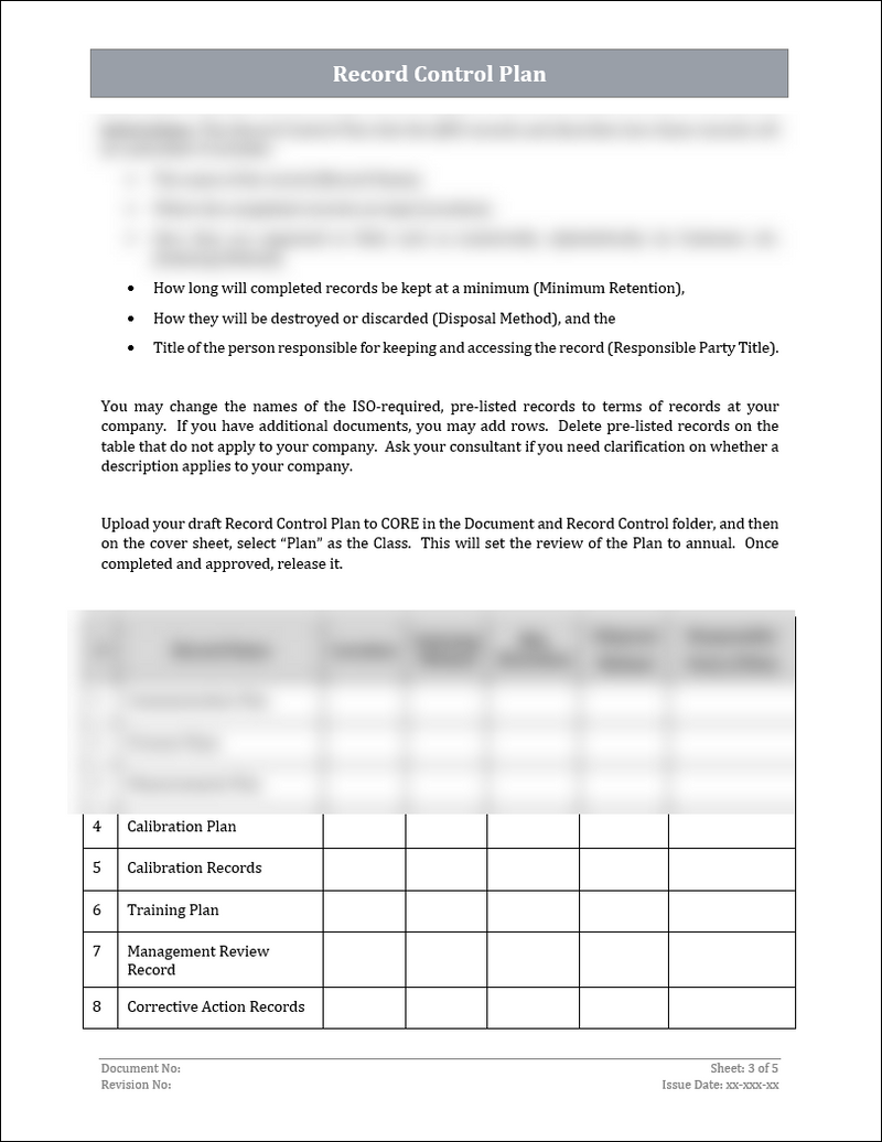 Record Control Iso Animation ISO 45001 Record Control Plan Template – ISO Templates and Documents ...