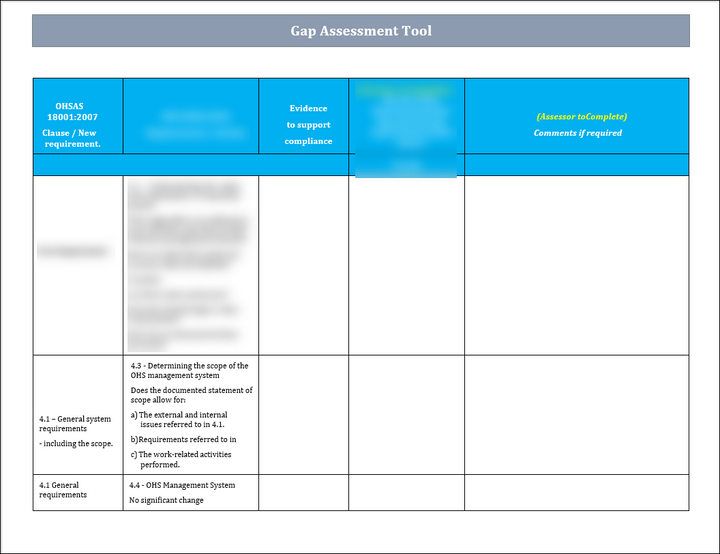 ISO 45001 Gap Assessment Tool Template