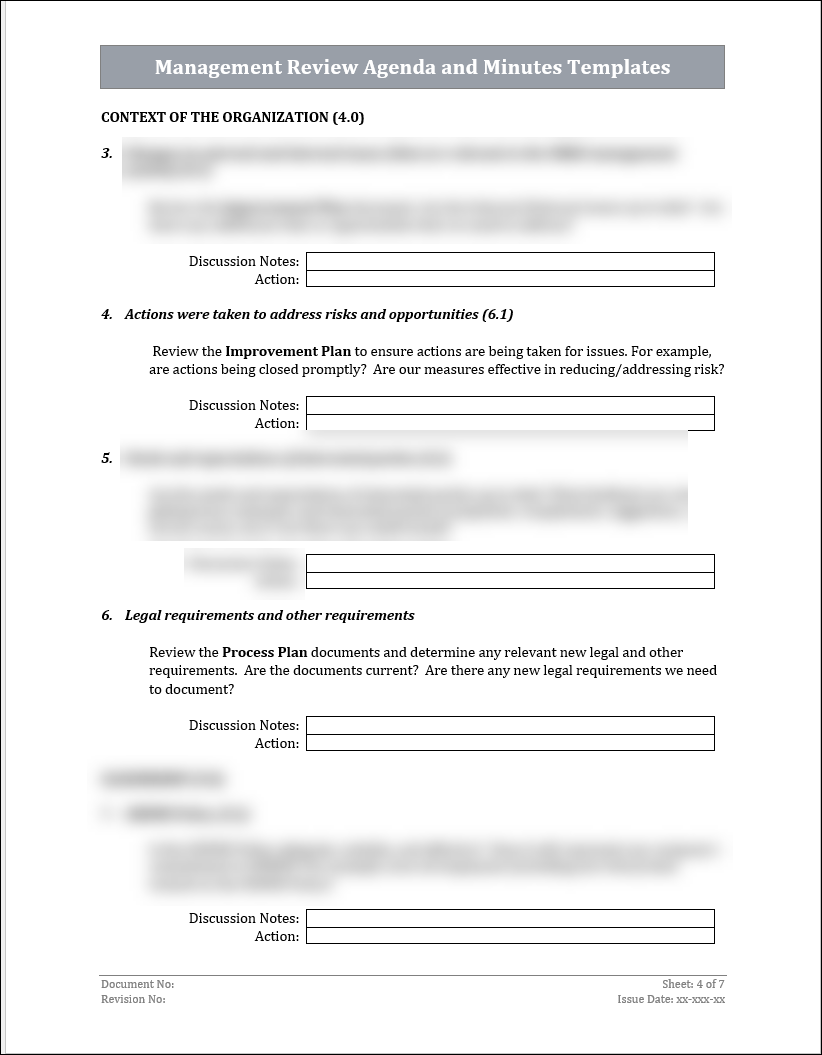 ISO 45001 Management Review Agenda and Minutes Template