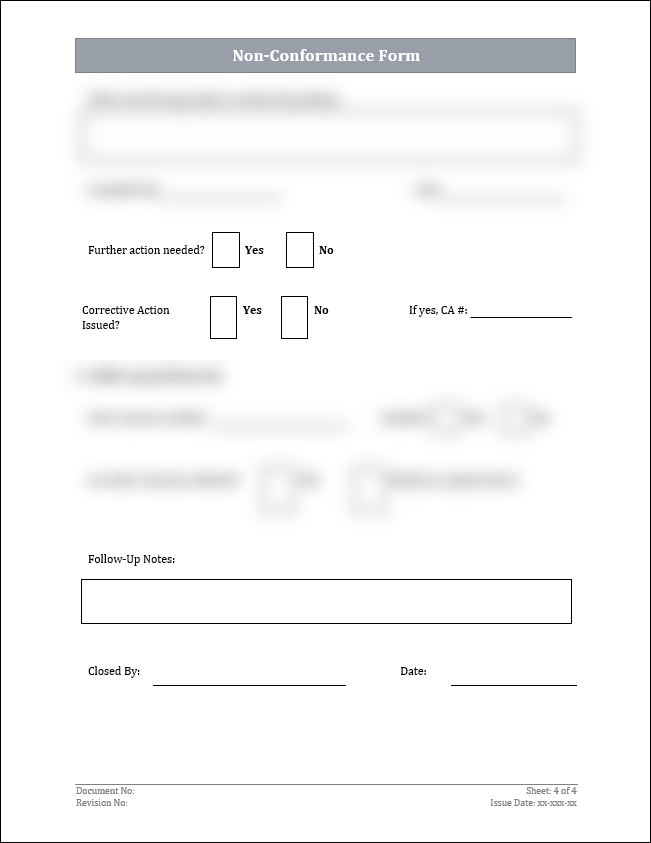 ISO 45001 Non-Conformance Form Template