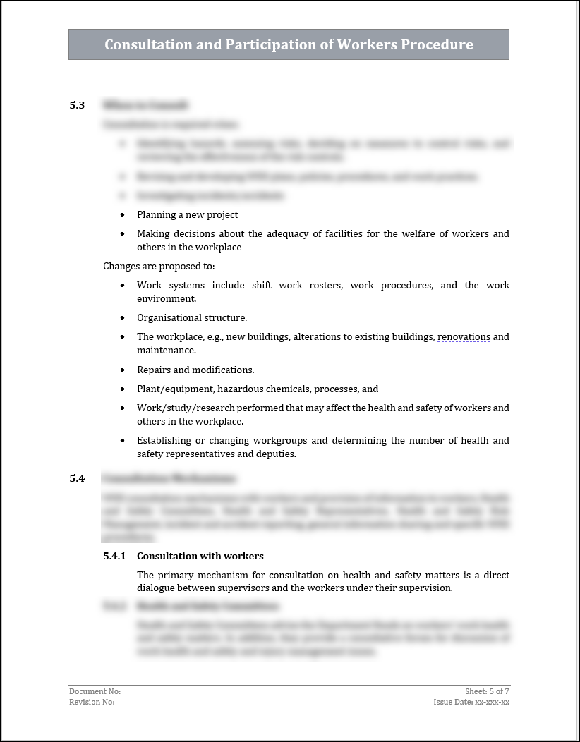 ISO 45001 Consultation and Participation of Workers Procedure Template