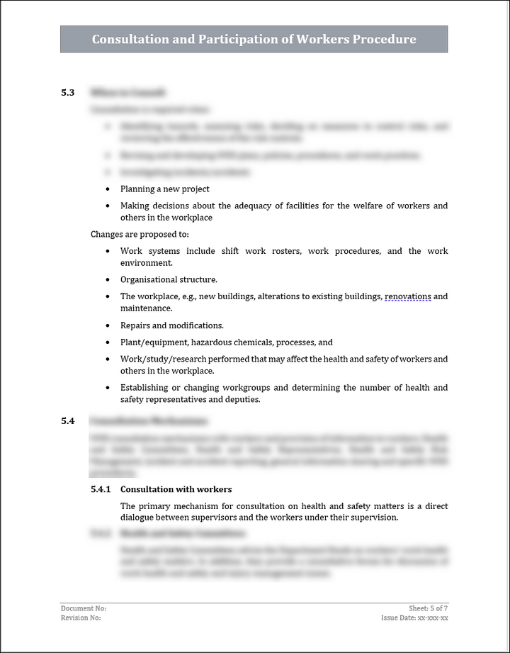 ISO 45001 Consultation and Participation of Workers Procedure Template