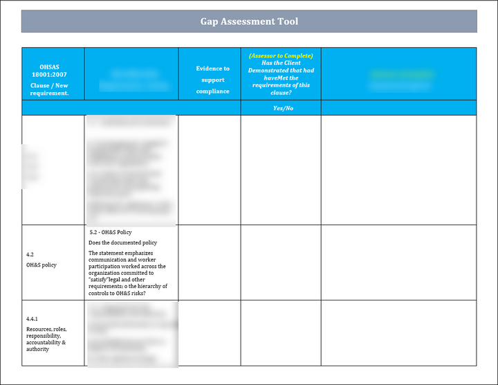 ISO 45001 Gap Assessment Tool Template