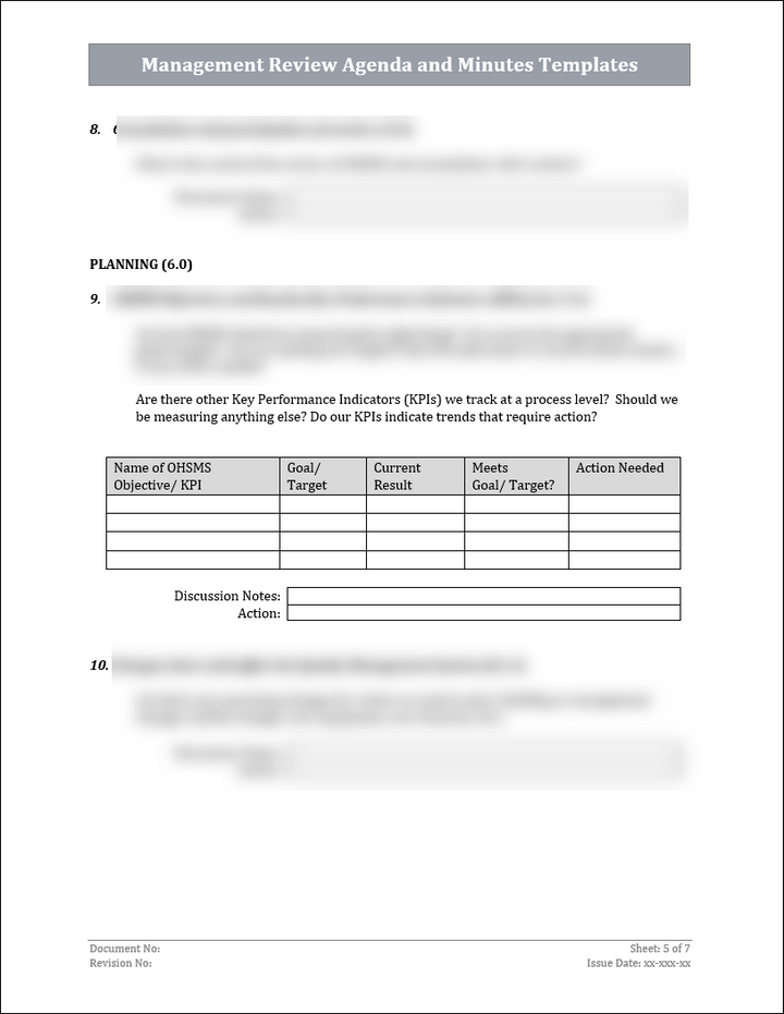 ISO 45001 Management Review Agenda and Minutes Template