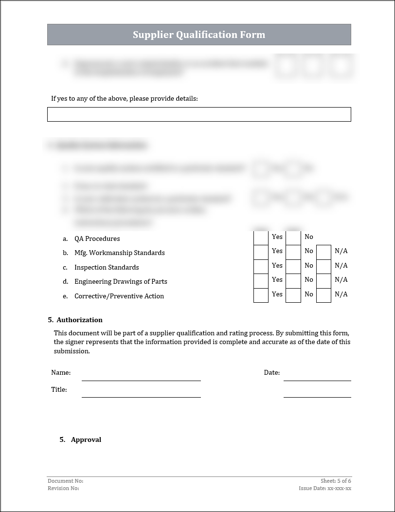 ISO 45001 Supplier Qualification Form Template