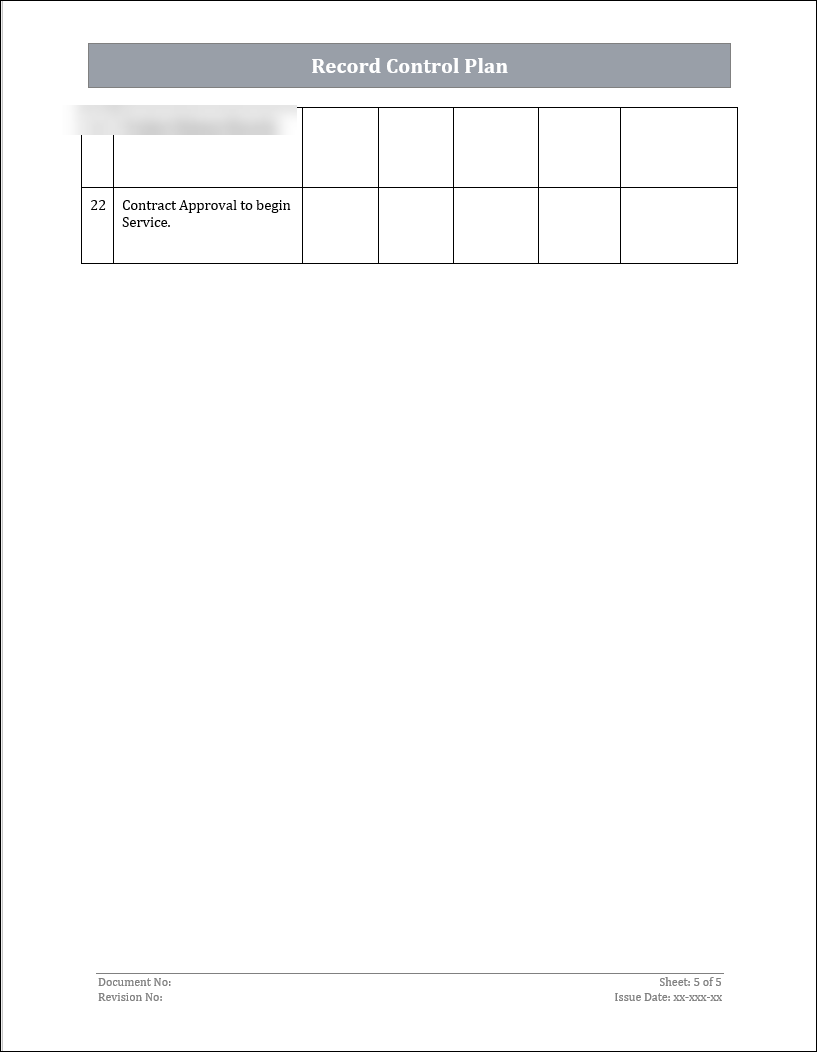 ISO 45001 Record Control Plan Template