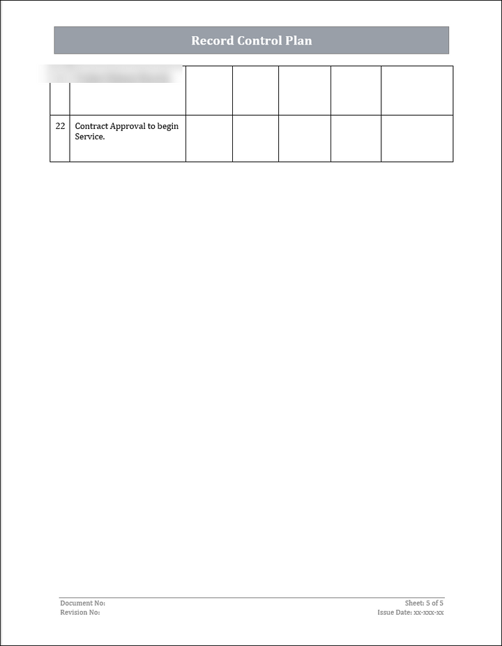 ISO 45001 Record Control Plan Template