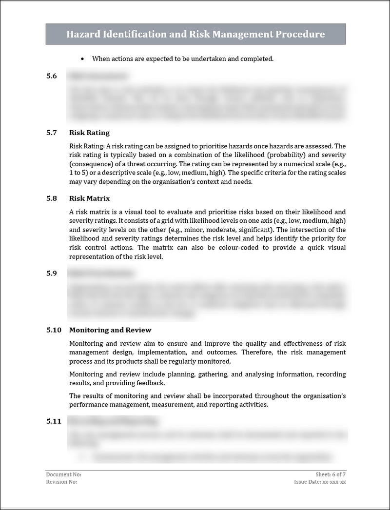 Iso 45001 Simple Risk Assessment Example ISO 45001 Hazard Identification and Risk Management Procedure Template ...