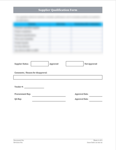 ISO 45001 Supplier Qualification Form Template