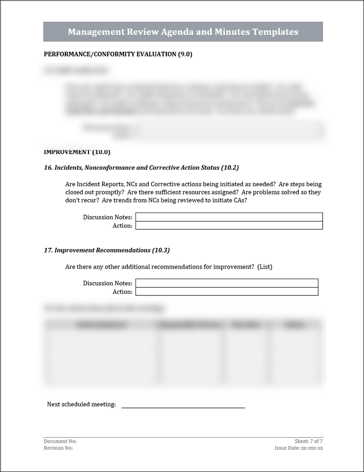 ISO 45001 Management Review Agenda and Minutes Template