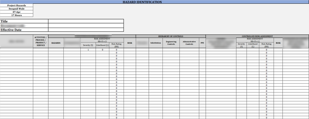 Iso 45001 Simple Risk Assessment Example ISO 45001 Hazard Identification, Risk Assessment and Control Plan Temp ...