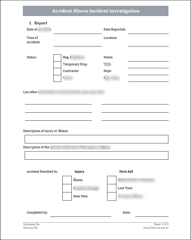 ISO 45001 Accident Illness Incident Investigation Template