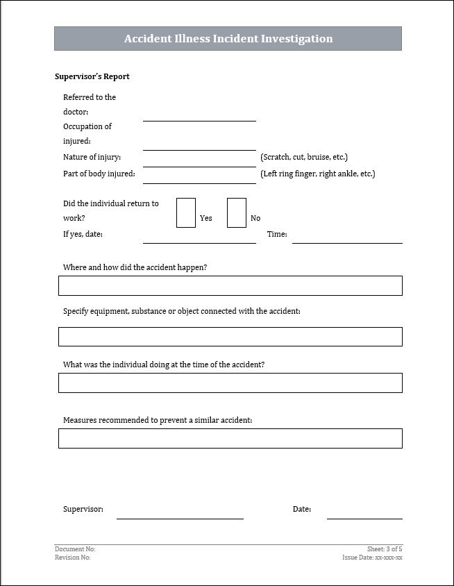 ISO 45001 Accident Illness Incident Investigation Template