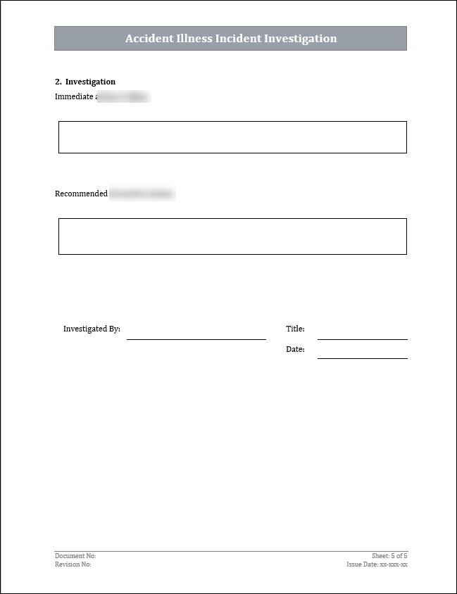 ISO 45001 Accident Illness Incident Investigation Template