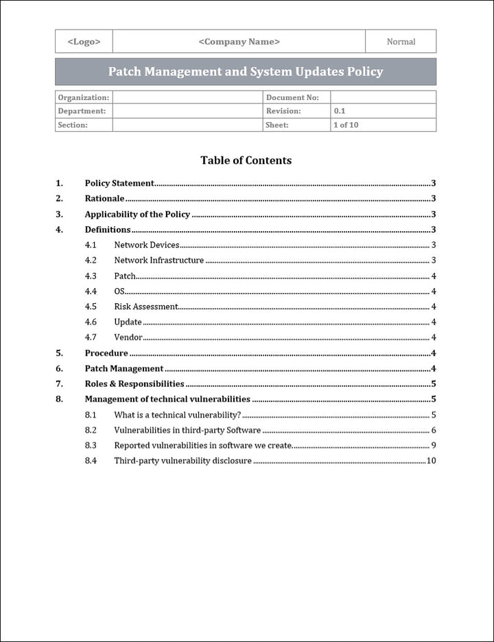 ISO 27001:2022 - Patch Management and System Updates Policy Template