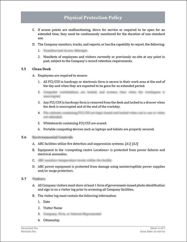 ISO 27001:2022 - Physical Protection Policy Template