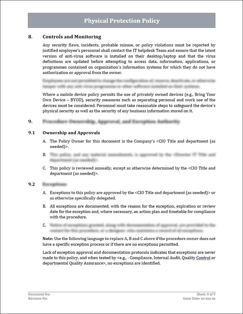Sample Iso Policy Form Physical Protection Policy Sample at Sherri Branch blog