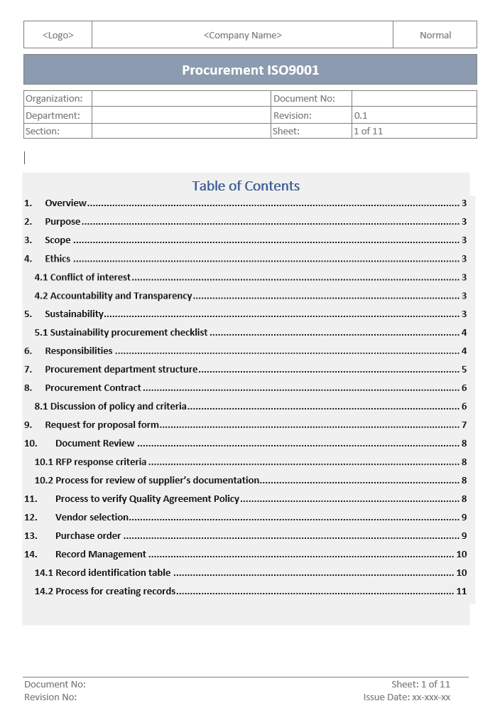 Procurement ISO 9001