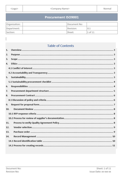 Procurement ISO 9001