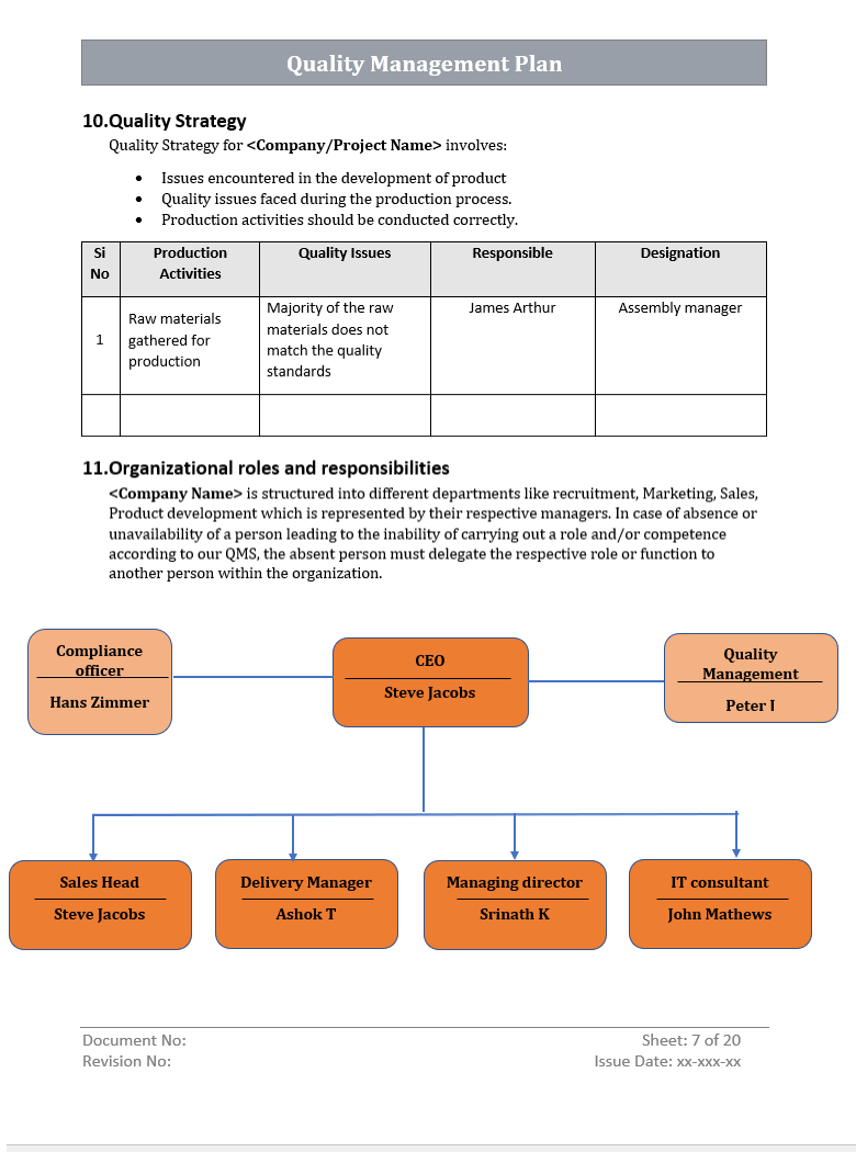 Quality Management Plan Strategy