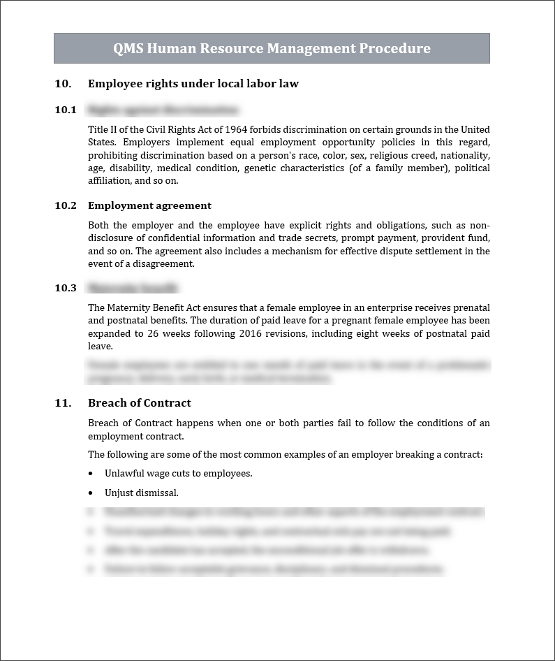 ISO 9001 QMS Human Resource Management Procedure