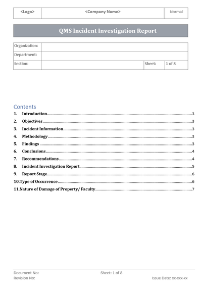 QMS Incident Investigation Report