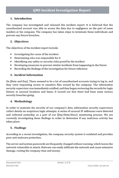 QMS Incident Investigation Report 