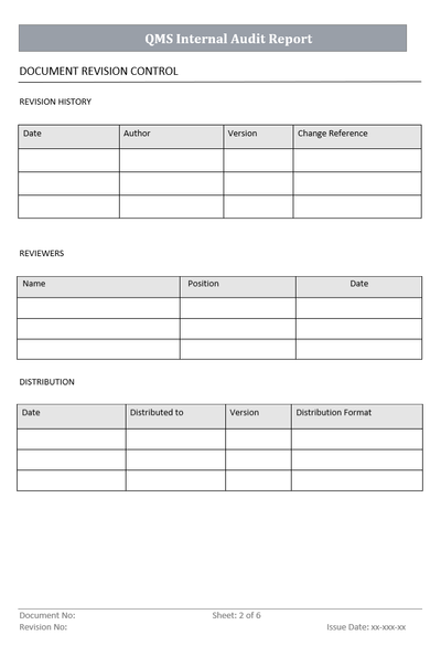 QMS Internal Audit Report Document Control