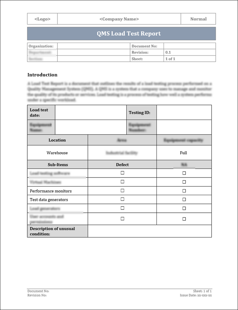 ISO 9001: QMS Load Test Report Template ISO Templates and Documents ISO 9001: QMS Load Test Report Template ISO Templates and Documents