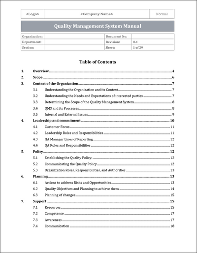 Iso Document Example ISO 9001 Documentation Toolkit | Free Sample Template Download – ISO ...